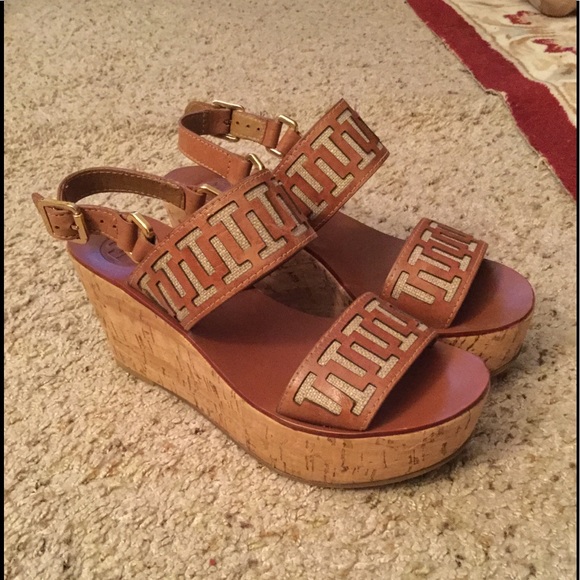 Tory Burch Shoes - TORY BURCH LOGO WEDGE PLATFORM SANDALS 5.5, LK NEW